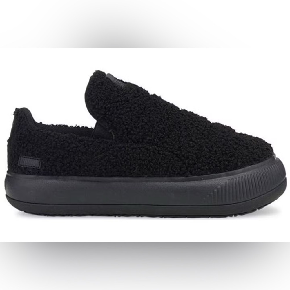 PUMA Womens Suede Mayu Slip-On Sneakers Shoes , Black, W/6.5